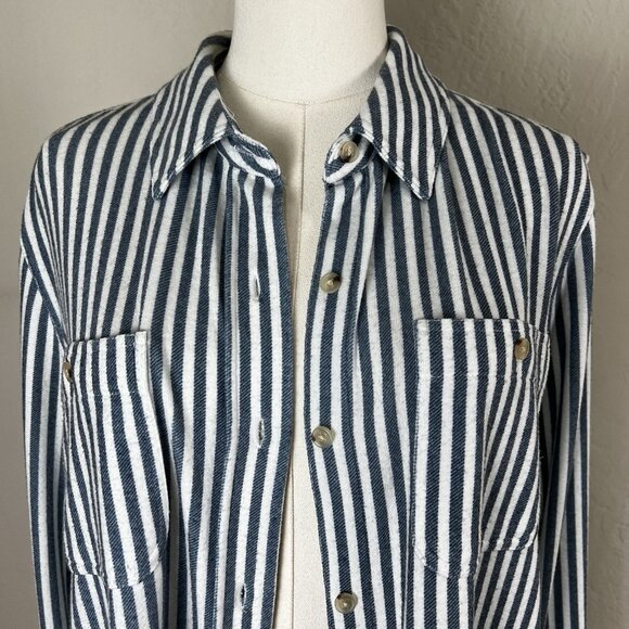 Faherty Legend Sweater Shirt Blue Striped Button-Up Long Sleeve Size Large (?) - Picture 2 of 12